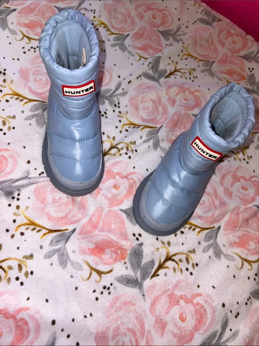 Hunter Kids Pale Blue Puffer Winter Boots